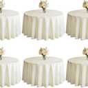 WIGENIUS 6 Pack Ivory Tablecloth Round Tablecloths 90 Inch, Polyester Table Cloth for 5 Foot Round Tables, Wrinkle Resistant Washable Fabric Table Covers for Party, Wedding Banquet