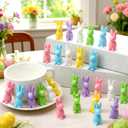 Beeveer 50 Pcs Easter Mini Bunny Figures Mini Rabbit Resin Miniature Figurines Animals Garden Miniature Ornaments for Easter Egg Fillers Cake Topper Micro Landscape Accessories (Multicolor)