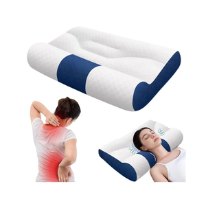 Sleep Enhancing Cervical Support Comfort Goose Down Pillow, 2025 New Ergonomic Goose Down Pillow, Sleep Aid Pillows Cervical Support Comfort Ergonomic Slleep Enhancing Pillows (Blue, L)