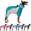 MIGOHI Full Body Dog Coat - Warm Reflective Large Dog Winter Coat with Harness,Turtleneck Fleece Jacket for Dogs,Four-Leg Windproof Puffer Jackets Snowsuit with Zipper for Small Medium Large Dogs,2XL