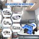 DC HOUSE 42 Series RV Water Pump Replacement Quiet 12V 3.5GPM 55PSI, 12 Volt Water Diaphragm Pressure Pump Self Priming with Bypass for Reduced Cycling Transfer Fresh Salt Liquid Yacht Trailer Truck