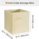 StorageWorks Beige Storage Cubes, 13x13 Storage Cube Bins with Handle, Cube Storage Organizer Bins for Shelves and Closet, Collapsible Storage Bins, 4-Pack