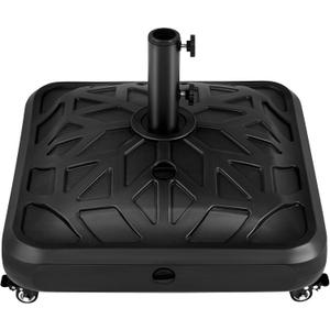 Yaheetech Fillable Mobile Umbrella Base, Heavy Duty Patio Umbrella Pole Holder for Outdoor 4 Wheels, 4 Locks 2 Knobs 123lb Capacity for Deck, Poolside, Garden, Black-Checkered