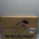 Stainless Steel Litter Box with Lid,Front Entry Top Exit Kitty LitterBox,Extra Large Enclosed Metal Cat Box with Litter Scoop & Litter Mat-Black