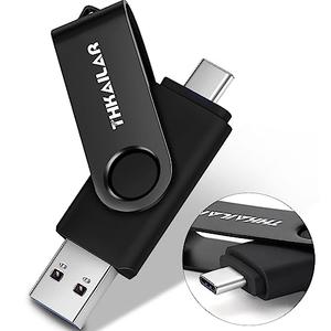 Thkailar 64GB Flash Drive 2 in 1 USB Flash Drive with Type C & Type A Ports,Thumb Drive,USB Stick for Android Phone/Tablet/PC/MacBook Pro/Air