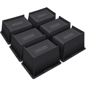 Bed Risers 4 Inch Heavy Duty,Oversized Couch Risers, Extra Wide Furniture Risers for Sofa Table Desk Headboard Chair Lifting,Rectangle Risering Blocks Support 6000 lbs(6 Pack Black)