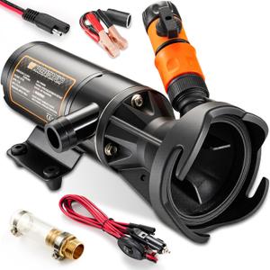 RV Macerator Pump 12V,12GPM Suction 3.2 feet Lift 10 feet with Garden Hose Discharge Port,Quick Release Sewage Pump with Fresh Water Rinse and Manual Crushing Function,for Boat Marine RV Camper