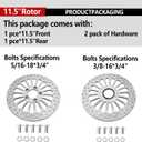 11.5 Inch Front & Rear Brake Rotors 2 Piece Set, Compatible with Harley Davidson Touring Softail Sportster Dyna Early Super Glide Models, Heat Dissipation Brushed Surface Brake Rotors
