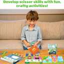 Toddler Scissor Skills Activity Book, Fun Arts and Crafts for Kids 4-6, Preschool Learning Toys Fine Motor Skill Cutting Art kit, 2 Safety Scissors, Birthday Gifts for Girls & Boys Ages 3, 4, 5, 6, 7 (green)