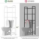 Simple Trending Over The Toilet Storage Rack, Metal 3 Tier Bathroom Organizer Shelf with Paper Holder and 3 Hooks, Freestanding Shelf Space Saver Above Toilet, White