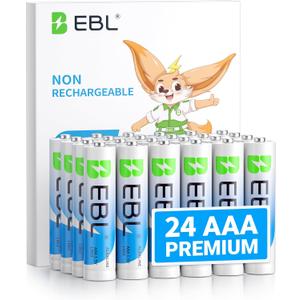 EBL AAA Batteries 24 Pack, 1.5V Alkaline Triple A Batteries, Long-Lasting Alkaline Power for All Your Devices, 12-Year Shelf Life Non-Rechargeable