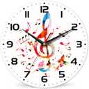 Clock for Living Room, Colorful Music Notes Wall Clock, Contemporary Home Decor Easy to Read Wall Clock for Living Room, Bedroom, Bathroom and Kitchen, 10 Inch