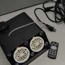 Bubble Machine with Remote Control and 6 Color LED Lights, 2 Hole Bubble Blower Dual Mode Output USB Powered Portable Metal Design for Outdoor Wedding Party Stage Lighting