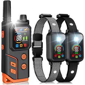 Dog Shock Collar 2 Dogs,4000FT with Flash Light for Night Walks, Dog Training Collar with Remote Control, E Collar with Adjustable Pitch Beep,Vibration and Shock,Rechargeable Waterproof Shock Collar (Black)