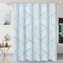 Litabel Blue Striped Shower Curtain, Geometric Art Decor Bath Curtain, Abstract Modern Minimalist Waterproof Fabric Shower Curtain Set, 72" x 72"