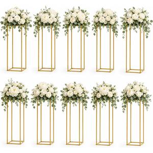 10 Pcs Wedding Centerpieces for Tables, 23.6in Gold Flower Stand for Wedding, Metal Floor Vase Table Centerpieces Column Stand for Party Wedding Birthday Event Home