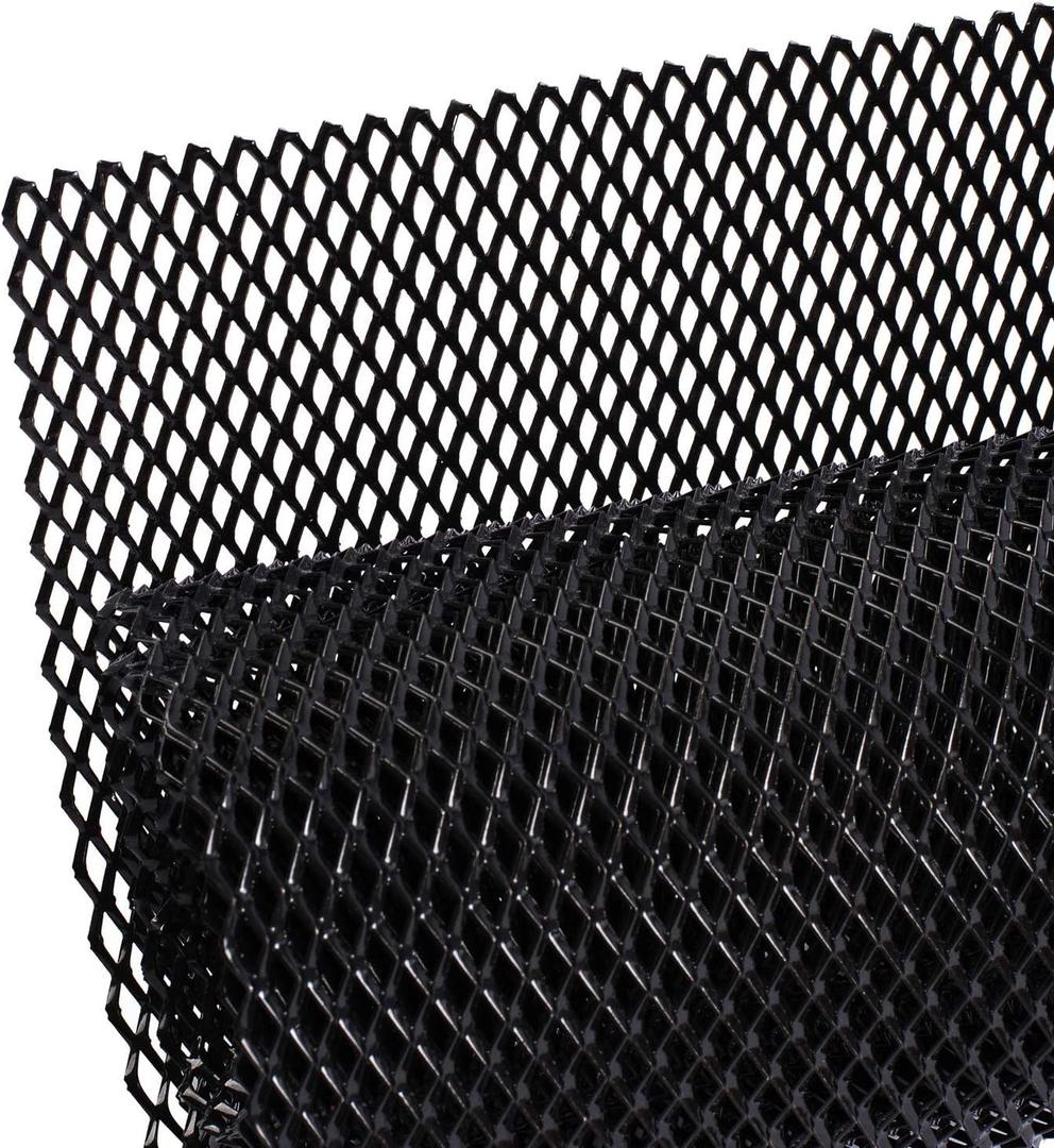 AggAuto Universal 40"x13" Car Grill Mesh - 100x33cm Aluminum Alloy Automotive Grille Insert Bumper 6x12mm Rhombic Hole, One of the Most Multifunctional Shape Grids Black