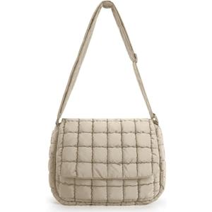 BAGSMART Lightweight Crossbody Bags for Women, Quilted Puffer Shoulder HandBags with Adjustable Strap for Travel (6l-camel)