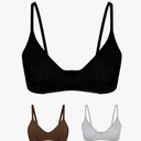 Women's Cotton Bralette Seamless Wireless Bra - Soft Unlined Comfort Bra for Sleeping, Everyday Wear
Color: Black+gray+coffee, Size: L