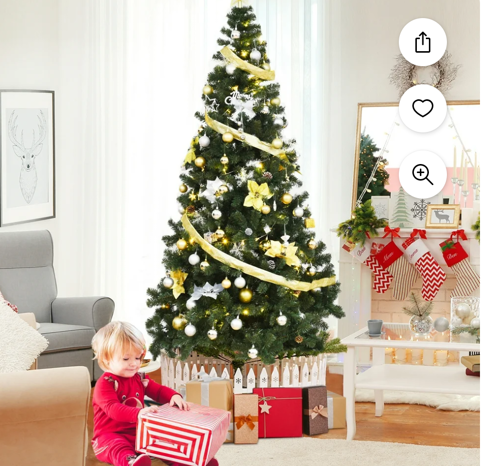 Costway 8Ft Artificial PVC Christmas Tree Stand Indoor Outdoor Green