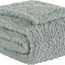 Horimote Home Sherpa Throw Blanket Sage Green 60 x 80 inch, Light Weight Warm Decorative Throw Blanket, Sage Green Pattern Reversible Boho Blanket for Sofa, Couch, Bedroom, Travel