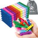 RIVEDA 50pcs Colored Wooden Clothes Pins, 2.9inch 10 Colors, Clothespins for Classroom, Clip Hanging Photos, DIY Clips for Crafts, Decorations, Black