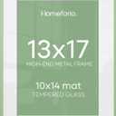 Homeforia 13x17 Green Picture Frame, High-End Metal, 10x14 Mat, Glass | High End Aluminum, Tempered Glass, Acid-Free 10x14 Removable Mat, 13x17 in Edge-to-Edge Display 17x13, Wall Kit, Set Of 1