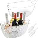7.5L Ice Buckets for Parties 2 Pcs, Upgraded Thickened Acrylic Ice Bucket Set with 2 Scoops,Large Clear Beverage Tub, Champagne Bucket and Drink Bucket for Wine,Beer,Cocktails and Mimosa Bar Supplies