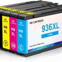 936 High Yield Ink Cartridges (4-Pack) Compatible for HP 936e XL | Works with : OfficeJet Pro 9110b, 9120b, 9130b OfficeJet Pro Wide Format 9720/9730 | Eligible for Instant Ink (4P BK/C/M/Y)