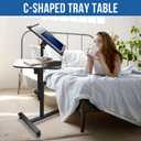 Black Tilt-Swivel Dual Desktop Bed Side Table Tray with Wheels, Adjustable Height Laptop Over Bed Table, Folding Lightweight Hospital Bed Table, 24x16 inch