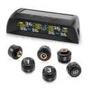 Trailer Tire Pressure Monitoring System, Solar-Powered Tire Pressure Monitor for RV, TPMS with 6 Sensors & 6 Alarm Modes, Auto On/Off, Real-Time Pressure & Temp Monitor for RV/Truck/Trailer(0-144 PSI)