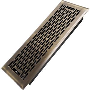 4x12 Inches Heavy Duty Walkable Floor Register - Easy Adjust Air Supply Lever Decorative Floor Vent Covers - Boston Design Vent Covers for Home - Antique Brass