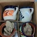 FFX Artesania Mexican Terracotta Coffee Mugs Clay Cups Tazas Para Cafe de Barro Artisan Made EACH MUG UNIQUE Hand Painted Terracotta Cocktail Glasses Tea Decor, Pack of 4