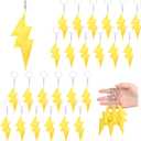 24 Pcs Cartoon Animation Party Favors Lightning Hanging Keychains Gifts Yellow Gold Flash Lightning Keyring Ornament Decoration for Carton Game Birthday Party Supplies Baby Showers Decorations