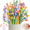 LiYiQ 50 PCS Easter Stress Relief Bobblehead Pens Fun Cute Pen Fidget Pens Kawaii Easter Eggs Rabbit Chicken Rainbows Gnome Shape Pen for Classroom Prizes, Office Supplies