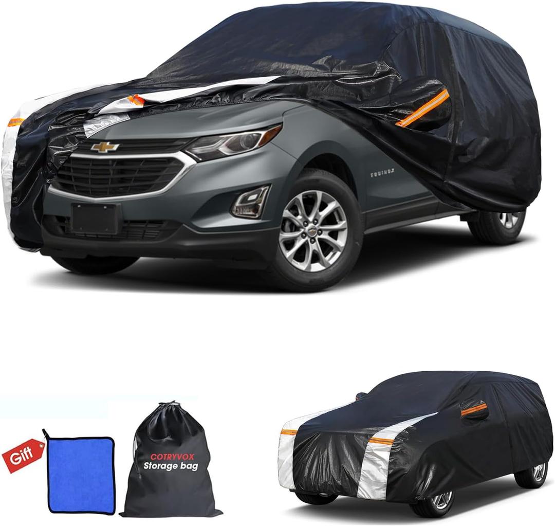 Chevrolet Equinox Car Cover 100% Waterproof All Weather, Gift with Towel, 10 Layers SUV Car Cover Custom Fit 2005-2026 Chevry Equinox, Full Exterior Covers Rain Sun UV Protection with Door Zipper.