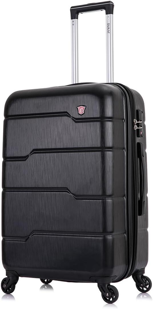 DUKAP RODEZ Hardside Luggage with Ergonomic Handles and TSA Lock | Spacious Traveling Suitcase, Travel Suitcase with Four Spinner Wheels and Studs | 24" Medium Luggage | Black
