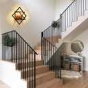 Farmhouse Wall Sconce with Black Finish & Wood Grain,Rustic Wall Sconces Indoor Wall Light Fixtures 17.8in for Stairway, Living Room, Bedroom, Bathroom (2 Light,E26 Base, No Bulbs)