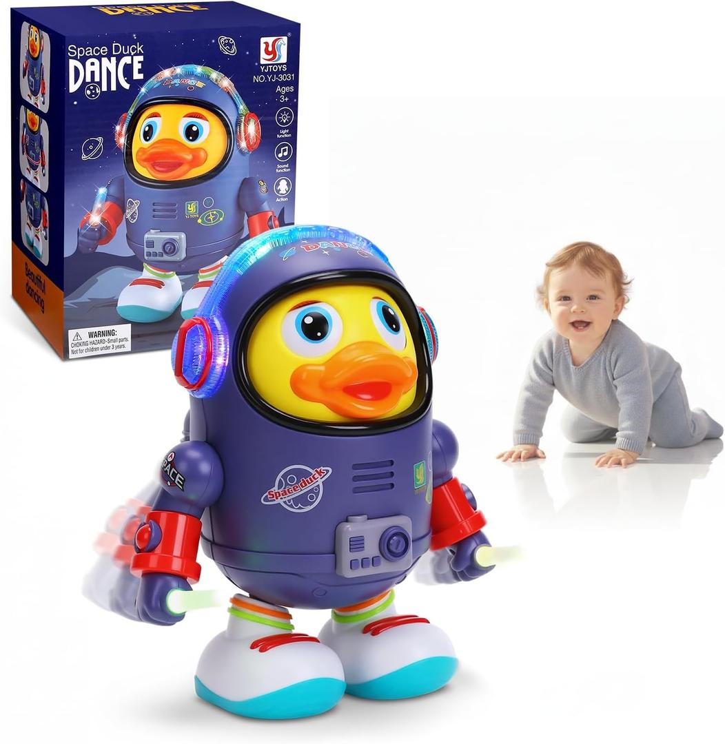 Dancing Space Duck Toy, Space Duck Dancing Musical Interactive Toy, Walking Duck Baby Robot, Electric Dancing Duck Toy Baby Musical Toys, Cute Singing Walking Duck Toys with Music LED Lights