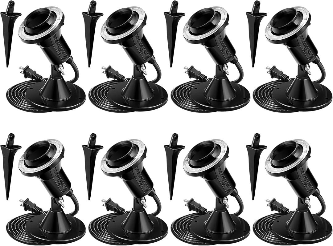 Relaxweex Spotlight Outdoor Floodlight Holder Plug in Fixture Stake 120 V Ul Listed Spotlight Outdoor Light Socket 6ft Power Cord E26 Base Adjustable Head 38 Bulb Yard (6 Pack)