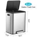 Garvee Dual Trash Can for Recycling and Trash, Stainless Steel Kitchen Trash Can with Lid and Foot Pedal, Double Compartment Garbage Can, with Recycling Bin (Silver, 8 Gallon(2x4Gal))