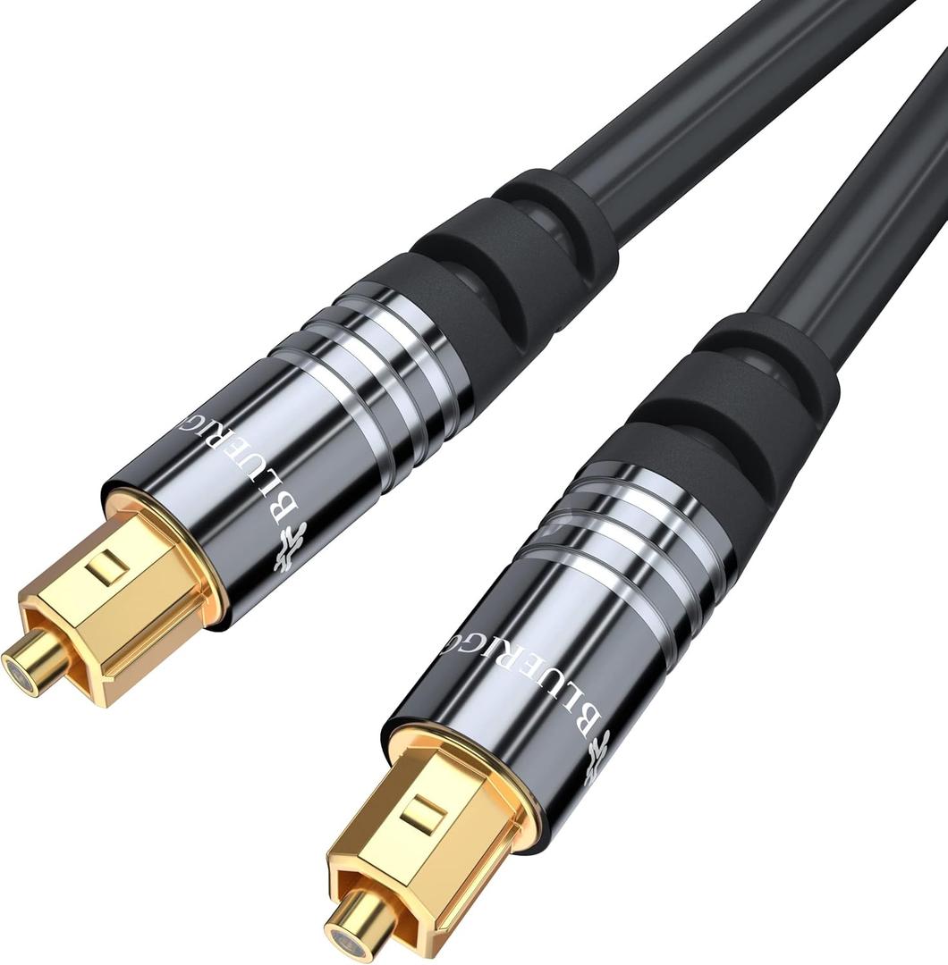 BlueRigger Digital Optical Audio Toslink Cable (35FT, Fiber Optic, Aluminum Shell, 24K Gold-Plated) - Compatible with Home Theatre, Sound Bar, TV, Xbox, PlayStation PS4  Premium Series
