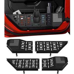 Front Door Storage Box for Jeep Wrangler JL JLU 4XE (2018-2025) & Gladiator JT (2020-2025) Accessories, 2PCS Metal Door Pockets Organizer Fits Manual Seats (Black)