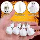 2 x Watayo 12 Pcs Halloween Hanging Ghosts Glass Ornaments, 1.8" x 1.3" Small Ghosts Pendant Tree Decorations, Farmhouse Rustic Glass Ghost Ornaments for Haunted House Yard Lawn Tree Party Decor (B Style)