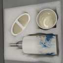 Ceramic 4-Piece Bathroom Accessories Set Complete Hand Paint Bath Countertop Accessory Soap Dispenser Set