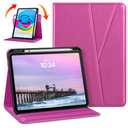 DTTO Rotating Case for iPad (A16) 11th Generation 11 Inch 2025, iPad 10th Generation 10.9 Inch 2022, 360 Degree Swiveling Premium Leather Folio Stand Cover with Pencil Holder, Rose Red