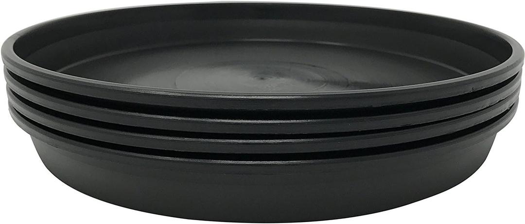 12 INCH Plant Saucer Tray 6-Pack Black Round Plastic Saucer Durable Plant Tray Flower Pot Saucer Round Pallets for Indoors and Outdoor, Plant Container Accessories (12 INCH 6-Packs)