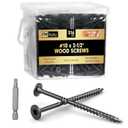 #10 x 2-1/2 Deck Screws, 316Pcs Star Drive Wood Screws, Rust Resistant Timber Screws for Timber/Log/Landscaping Wood, T25 Star Bit Included, Black
