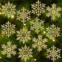 12 Pcs Large Snowflakes Ornaments, 12" Plastic Glitter Snowflakes Decorations Christmas Hanging Snow Flakes Ornaments for Christmas Tree Window Indoor Outdoor Decor