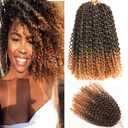 12 Inch Short Passion Twist Hair 8 Bundles Kinky Curly Marlybob Crochet Hair for Black Womens (8Bundles12 Inch, 1B/27#)